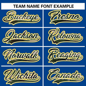 Custom Royal Personalized Camo Font Authentic Baseball Jersey