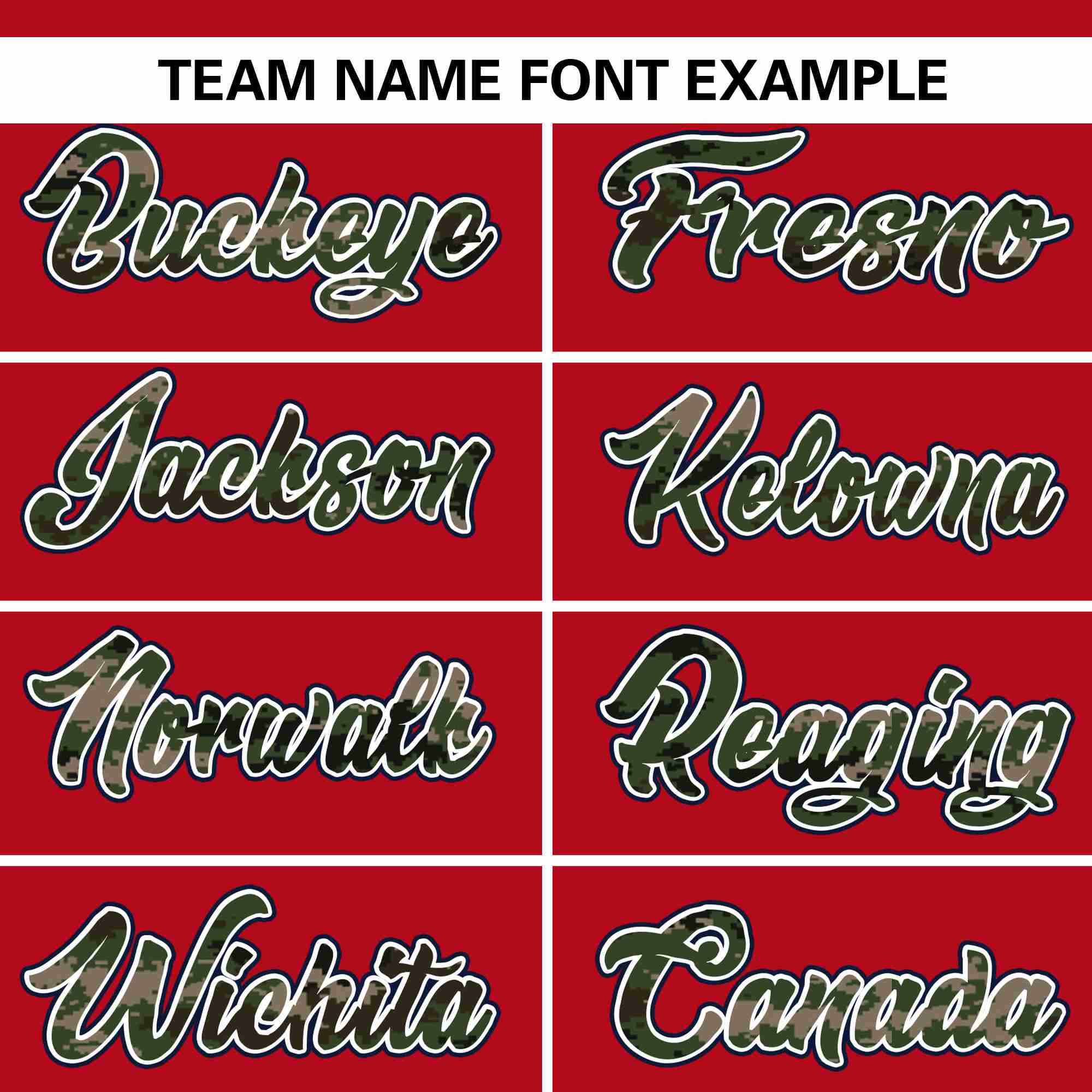 Custom Red Personalized Camo Font Authentic Baseball Jersey