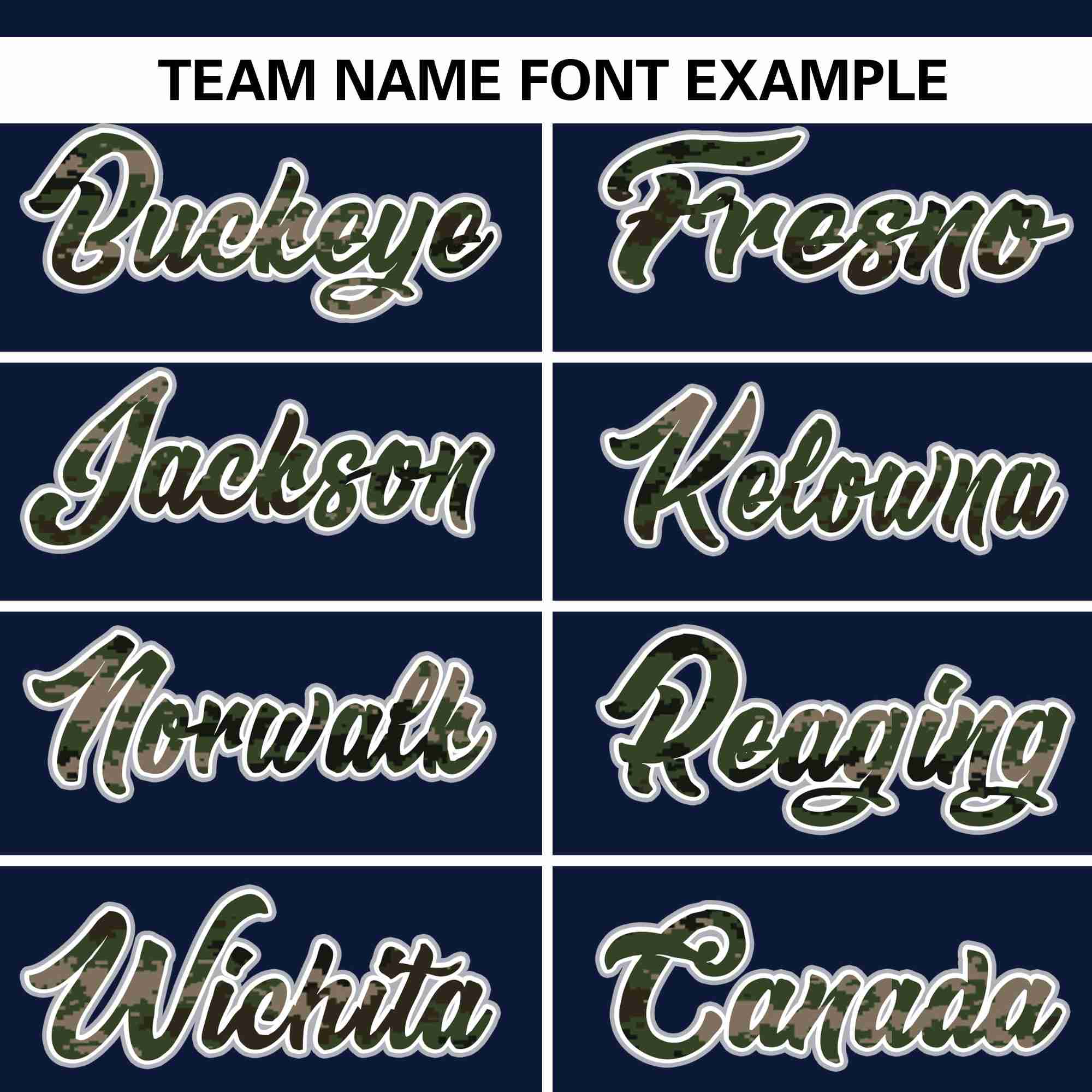 Custom Navy Personalized Camo Font Authentic Baseball Jersey