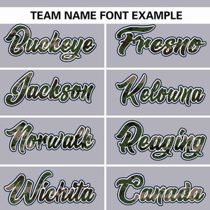 Custom Gray Personalized Camo Font Authentic Baseball Jersey