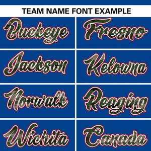 Custom Royal Personalized Camo Font Authentic Baseball Jersey