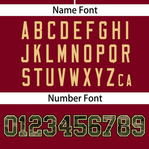 Custom Crimson Personalized Camo Font Authentic Baseball Jersey