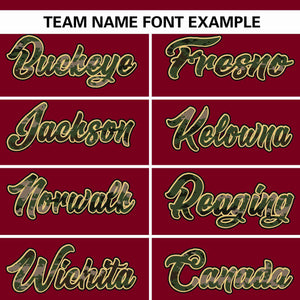 Custom Crimson Personalized Camo Font Authentic Baseball Jersey