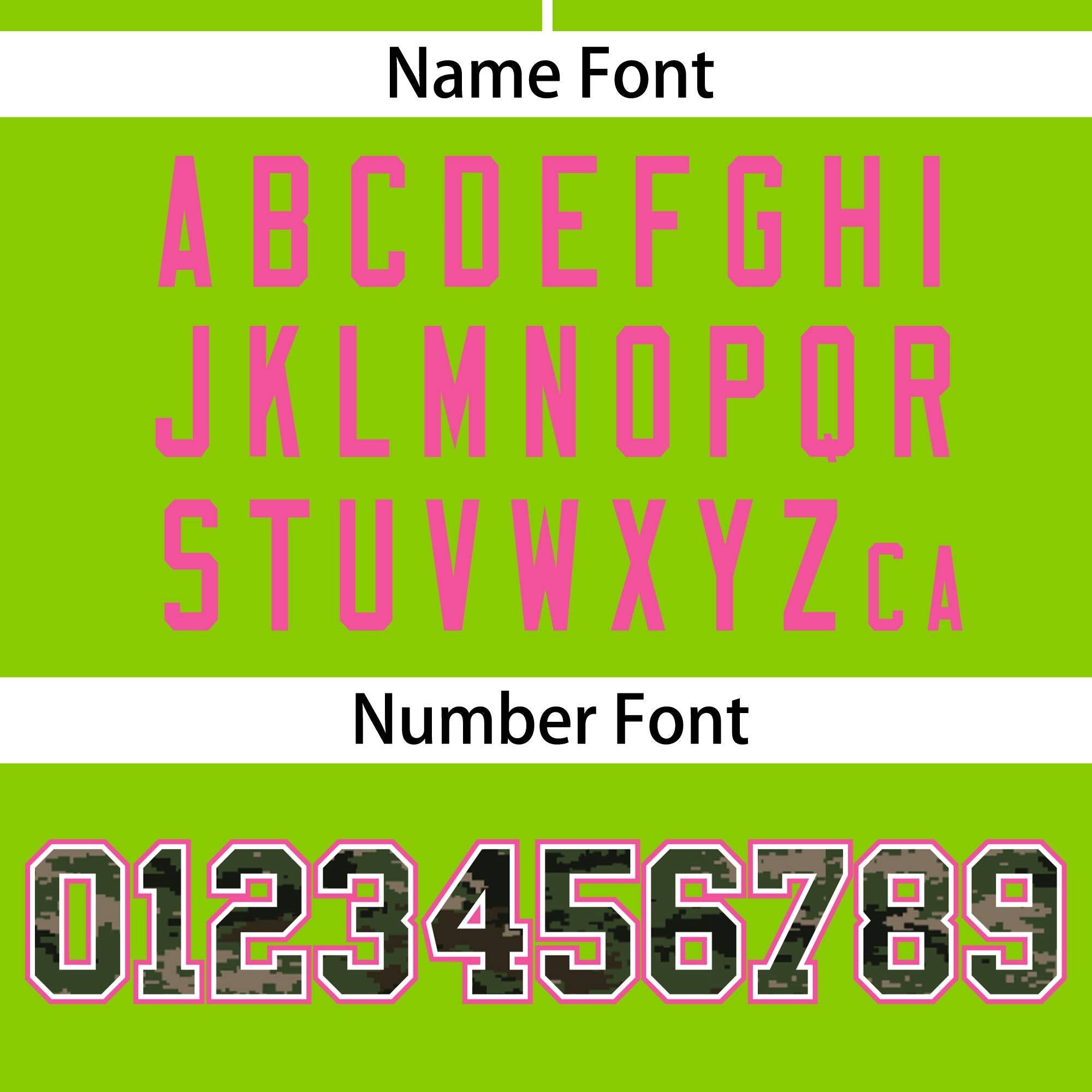 Custom Neon Green Personalized Camo Font Authentic Baseball Jersey