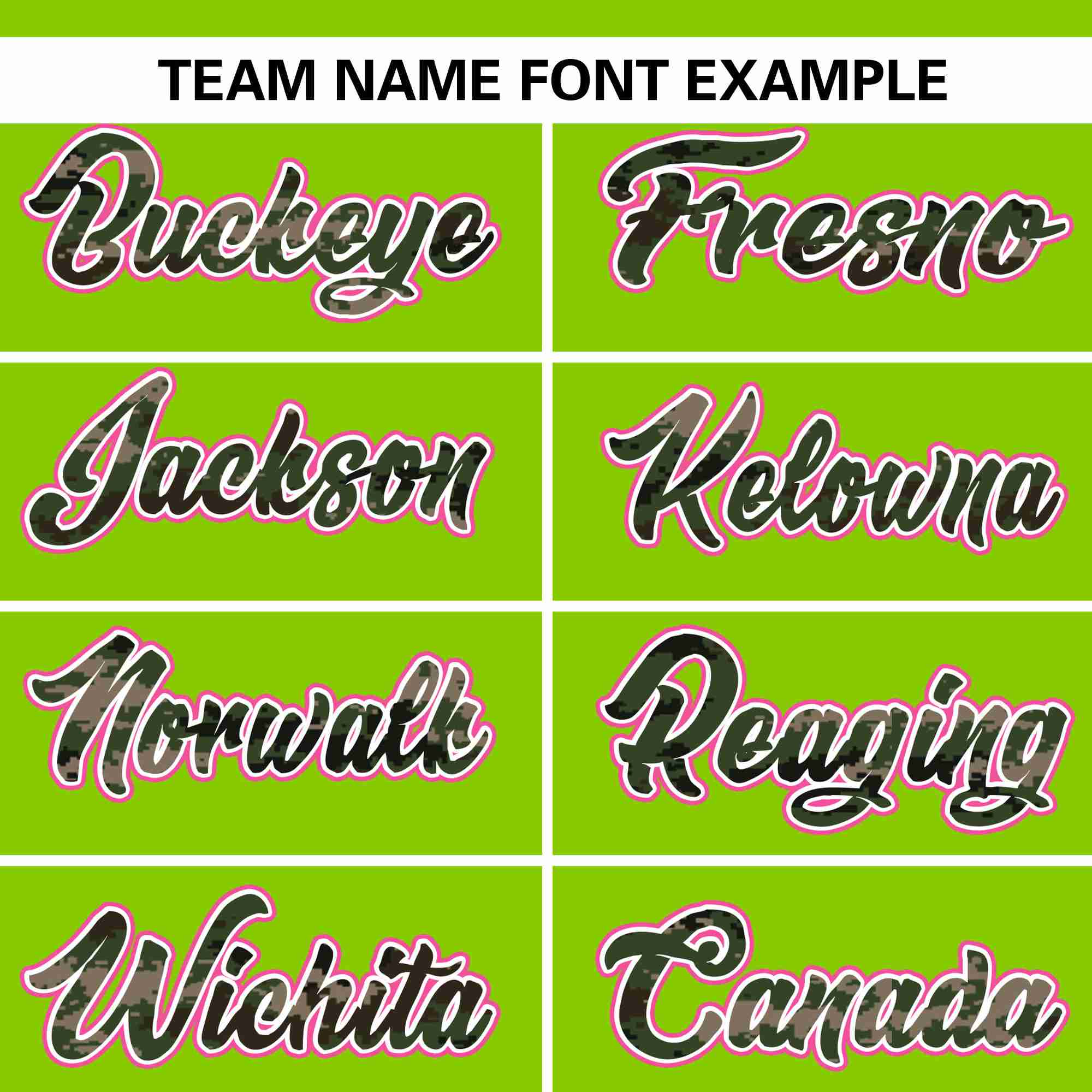 Custom Neon Green Personalized Camo Font Authentic Baseball Jersey