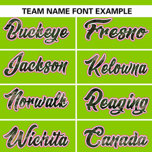 Custom Neon Green Personalized Camo Font Authentic Baseball Jersey