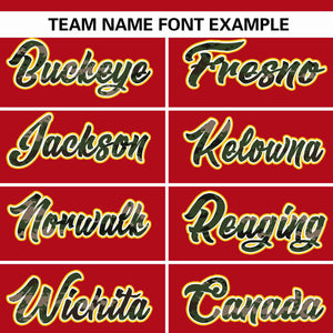 Custom Red Personalized Camo Font Authentic Baseball Jersey