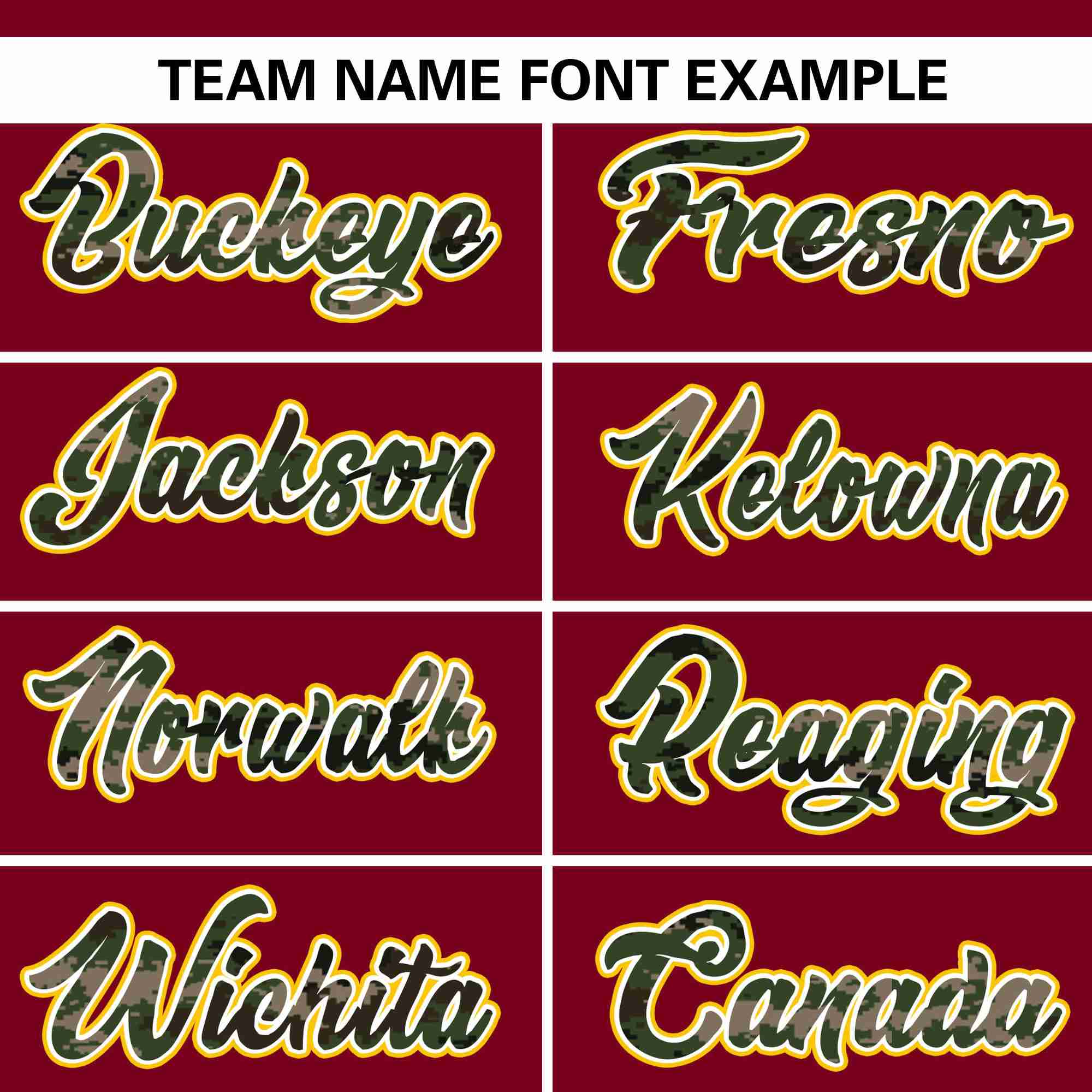 Custom Crimson Personalized Camo Font Authentic Baseball Jersey