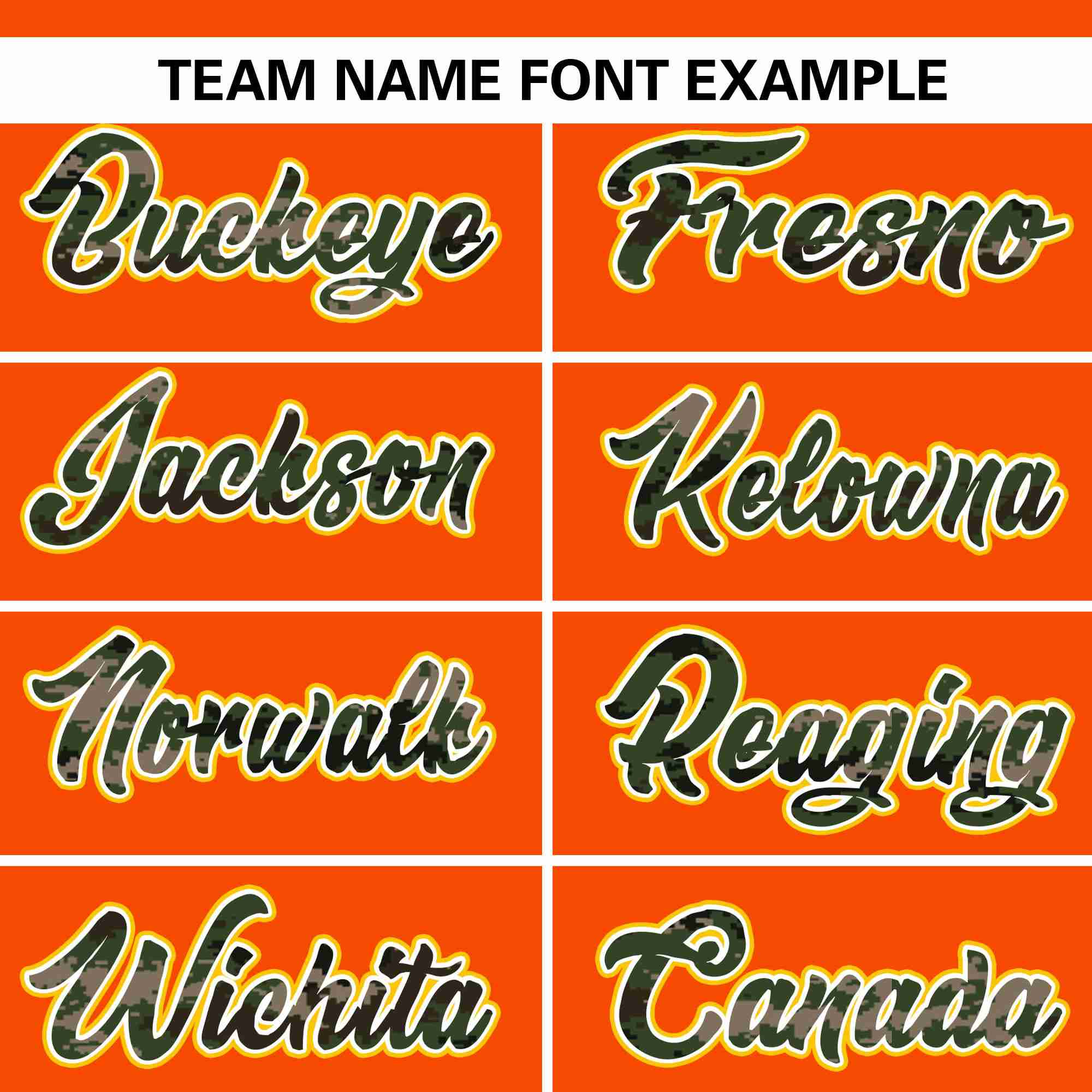 Custom Orange Personalized Camo Font Authentic Baseball Jersey