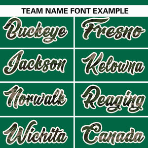 Custom Kelly Green Personalized Camo Font Authentic Baseball Jersey