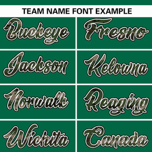 Custom Kelly Green Personalized Camo Font Authentic Baseball Jersey