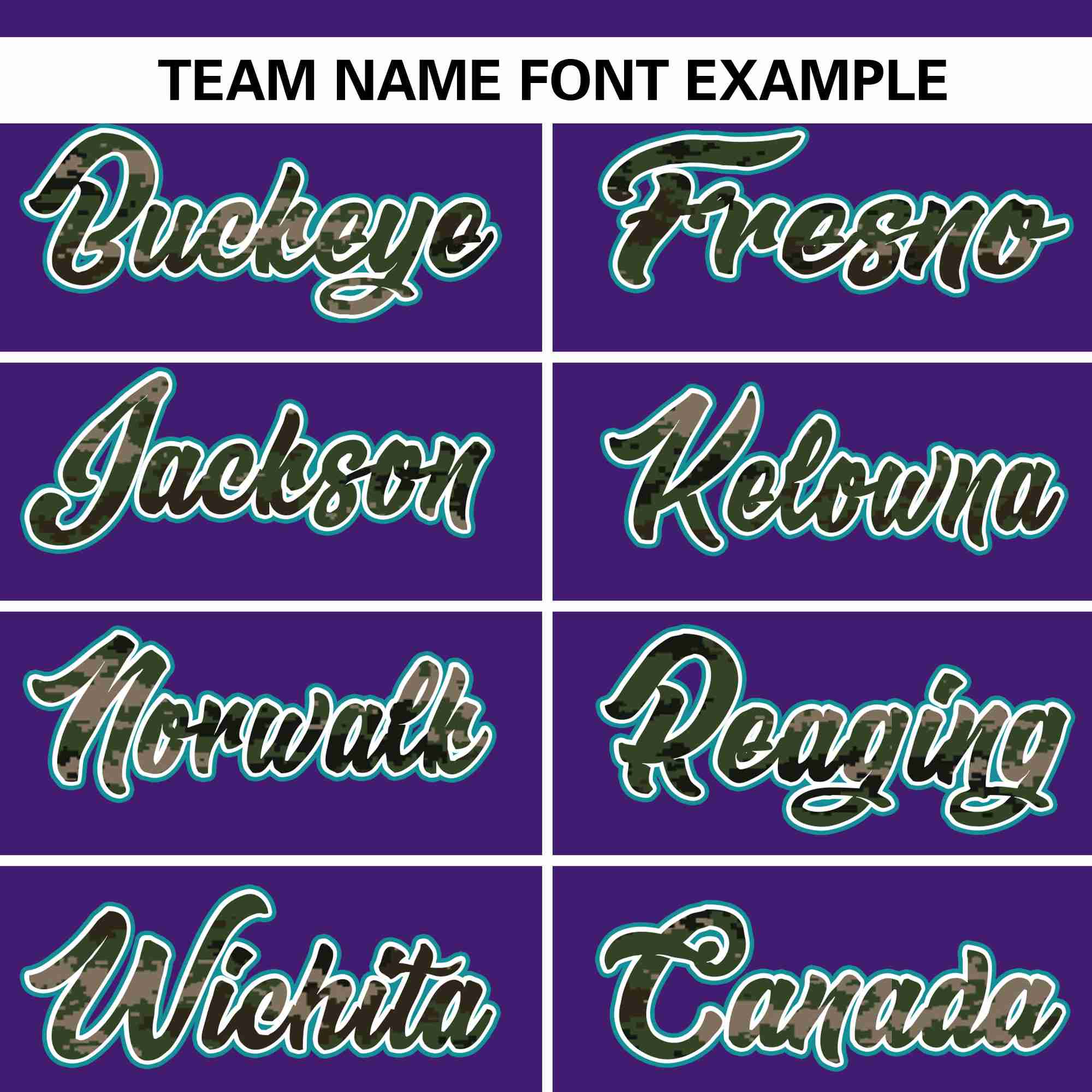 Custom Purple Personalized Camo Font Authentic Baseball Jersey