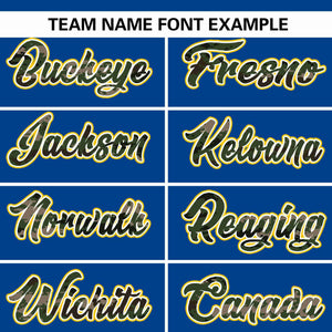 Custom Royal Personalized Camo Font Authentic Baseball Jersey