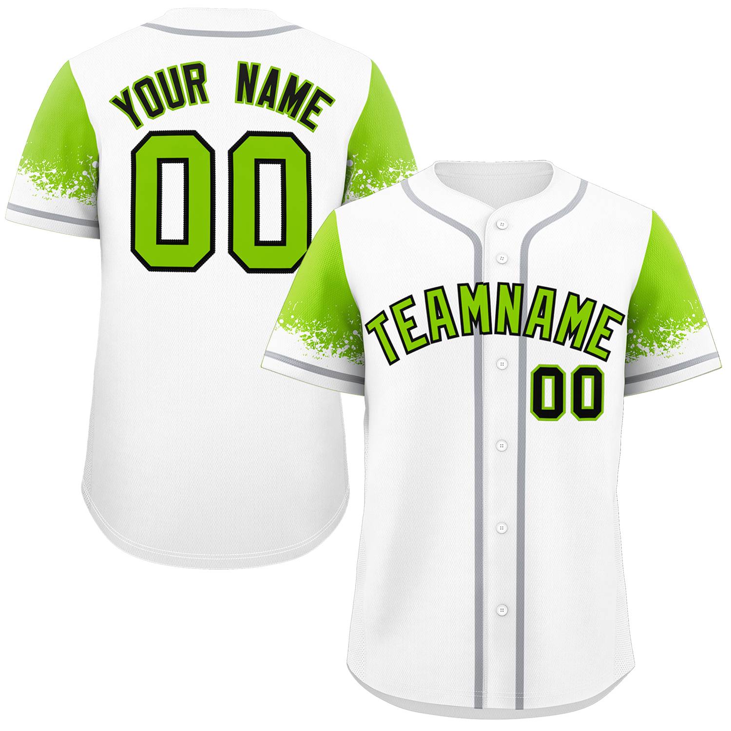 Custom White Neon Green Personalized Raglan Sleeves Design Authentic Baseball Jersey