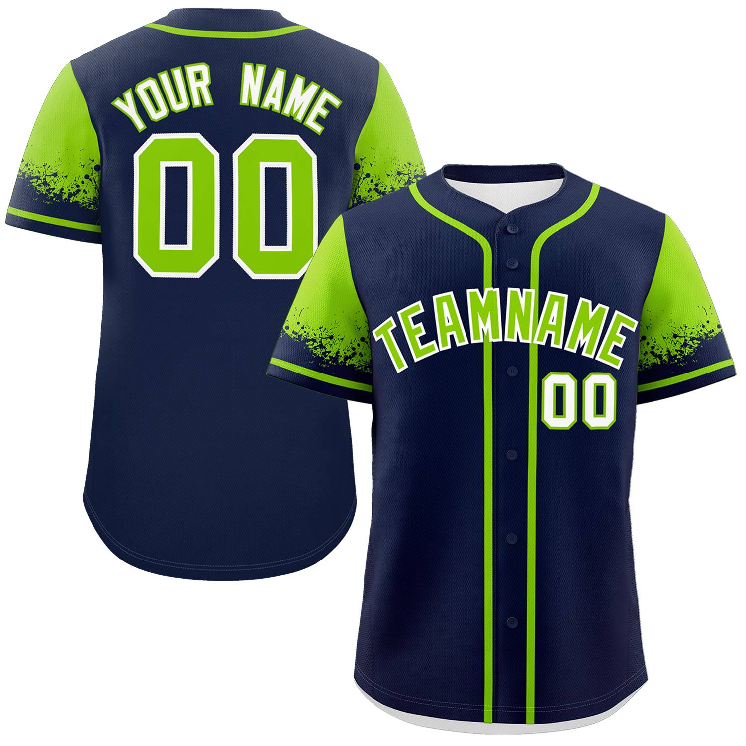 Custom Navy Neon Green Personalized Raglan Sleeves Design Authentic Baseball Jersey