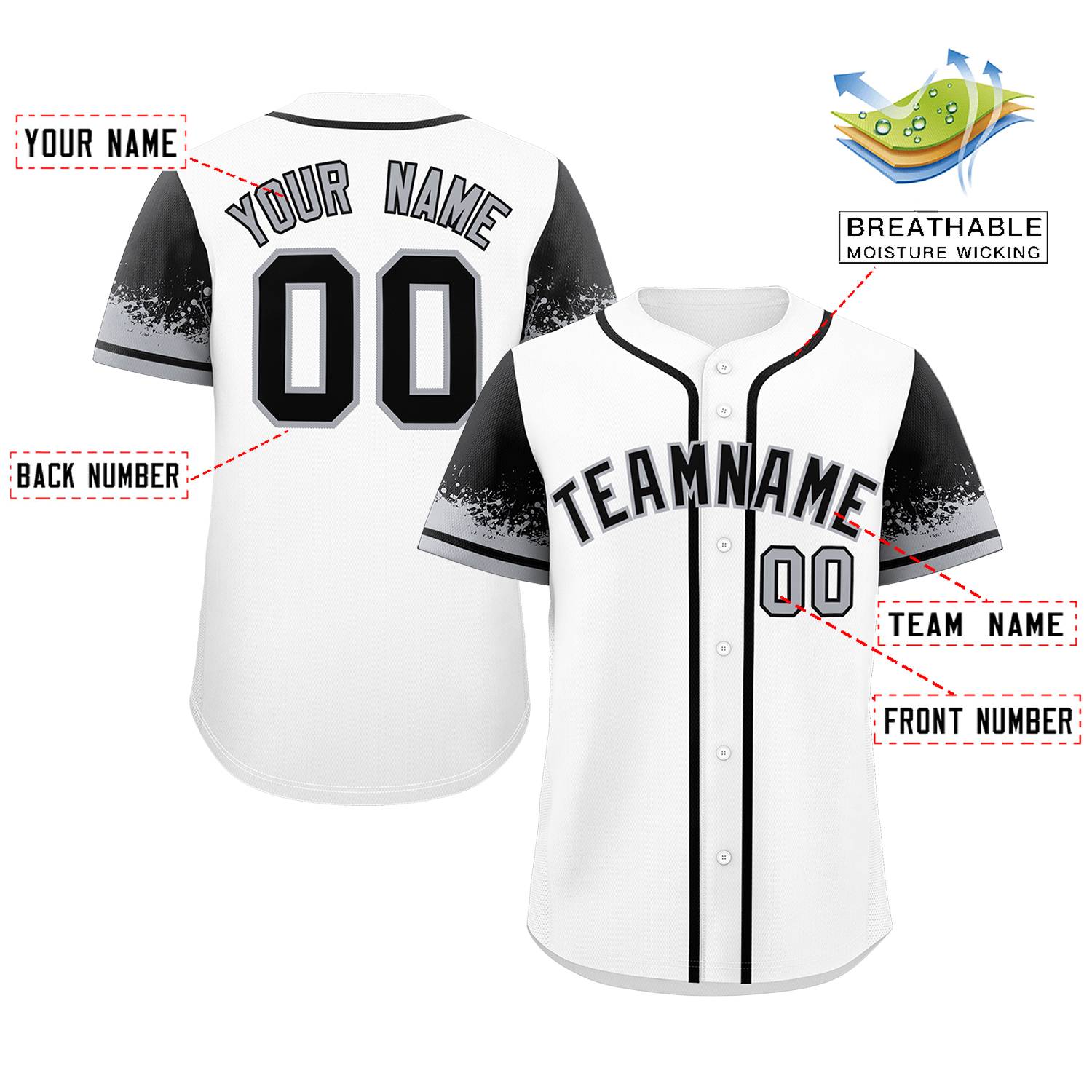 Custom White Black Personalized Raglan Sleeves Design Authentic Baseball Jersey