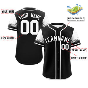 Custom Black White Personalized Raglan Sleeves Design Authentic Baseball Jersey