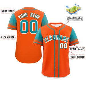 Custom Orange Aqua Personalized Raglan Sleeves Design Authentic Baseball Jersey