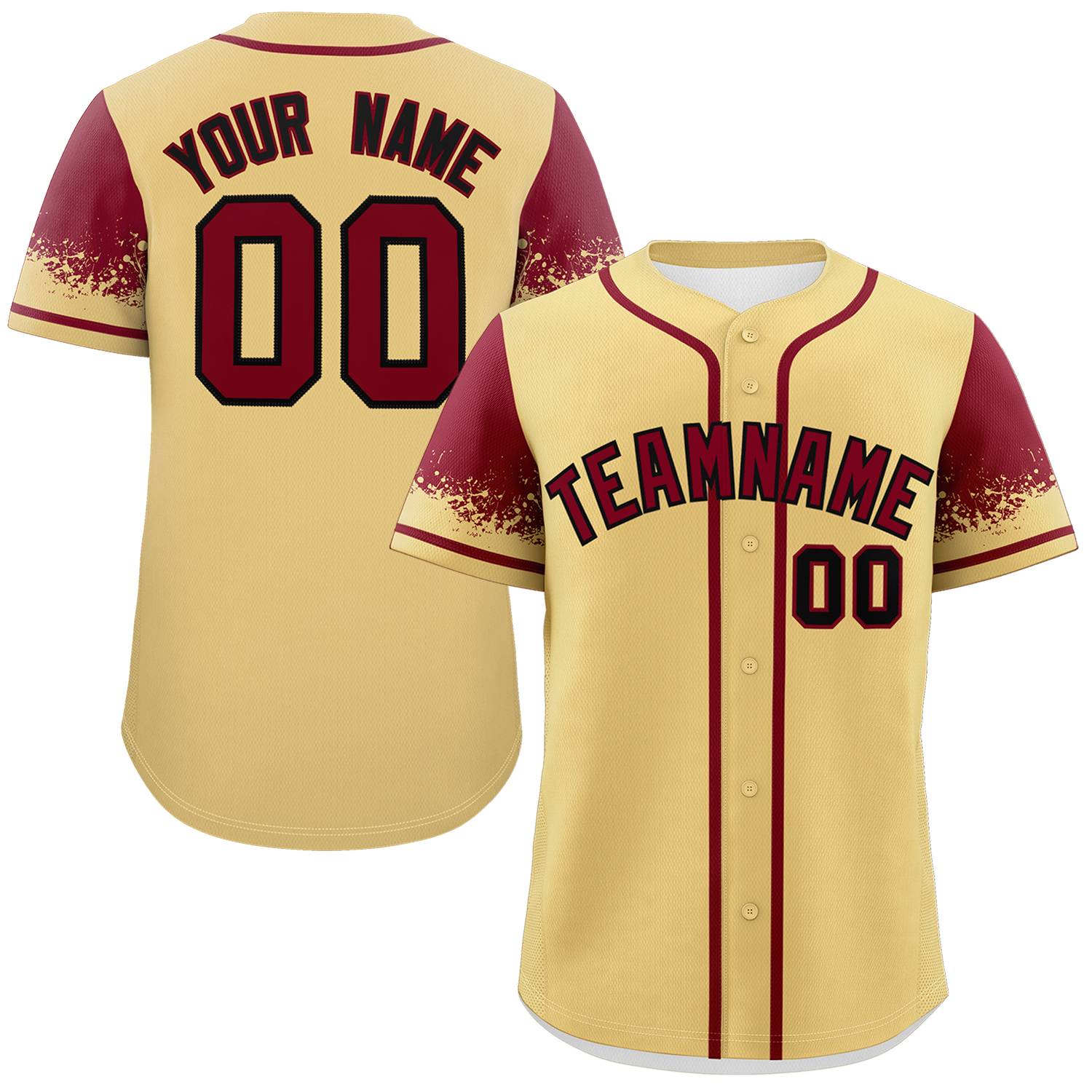 Custom Khaki Crimson Personalized Raglan Sleeves Design Authentic Baseball Jersey