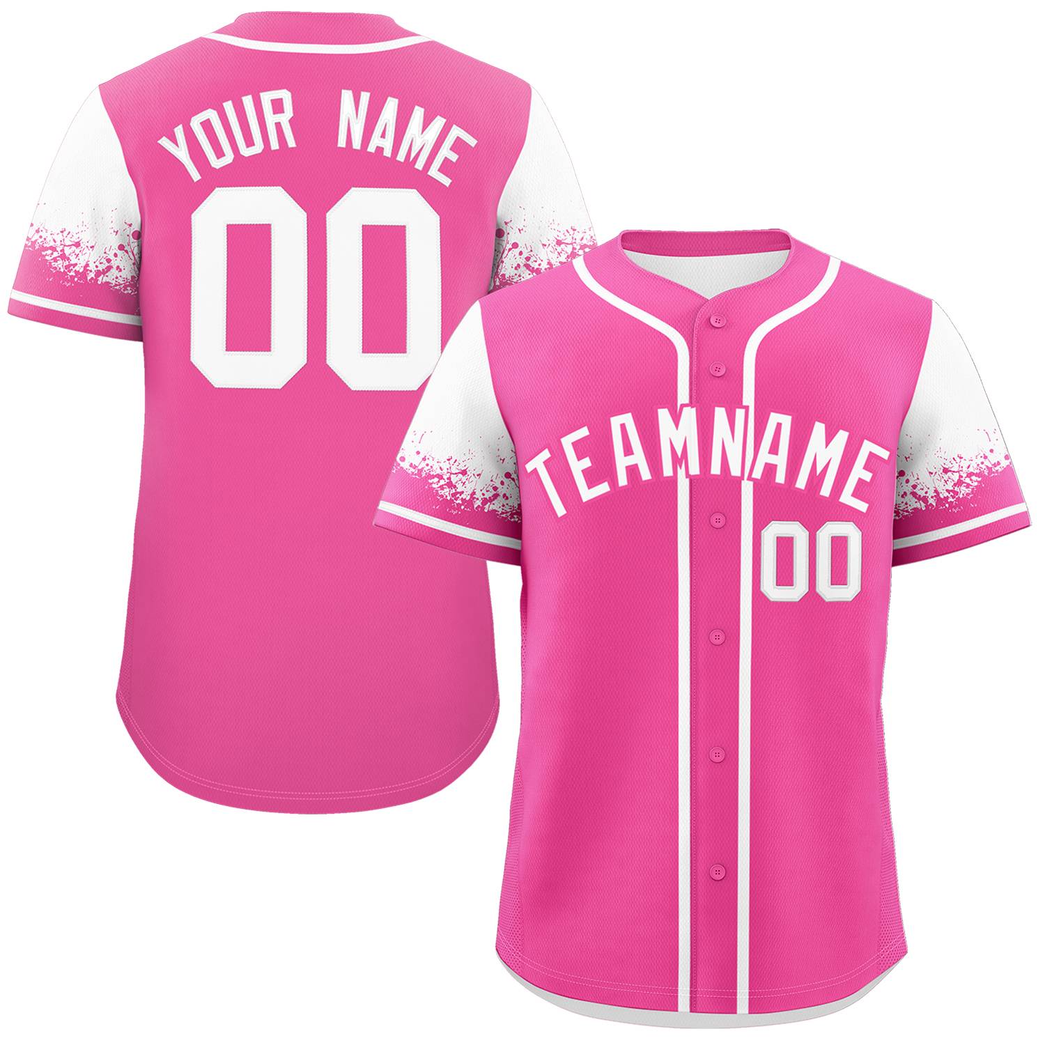 Custom Pink White Personalized Raglan Sleeves Design Authentic Baseball Jersey