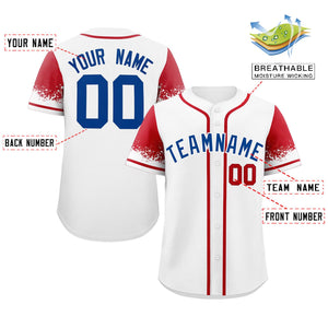 Custom White Red Personalized Raglan Sleeves Design Authentic Baseball Jersey