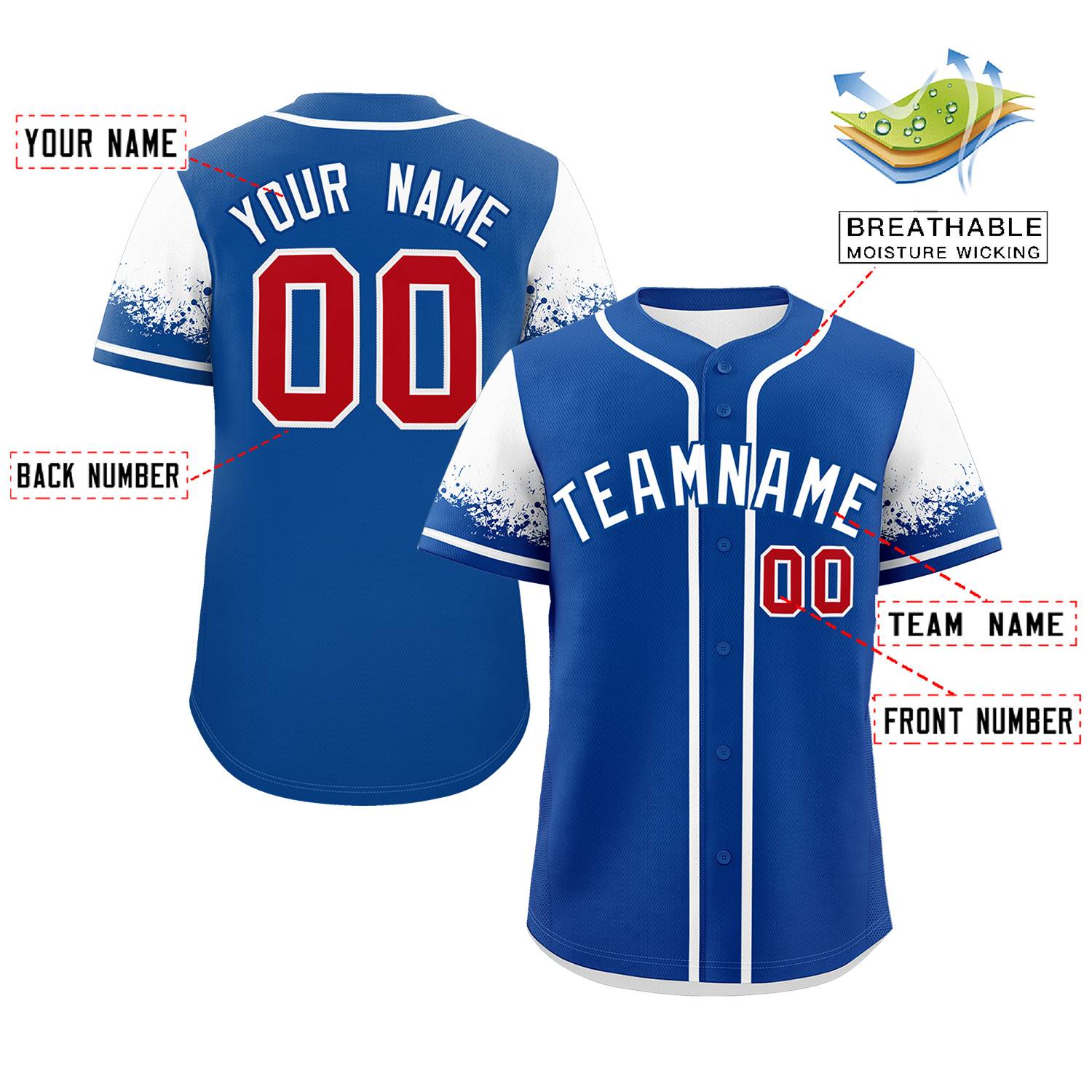 Custom Royal White Personalized Raglan Sleeves Design Authentic Baseball Jersey