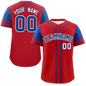 Custom Red Royal Personalized Raglan Sleeves Design Authentic Baseball Jersey