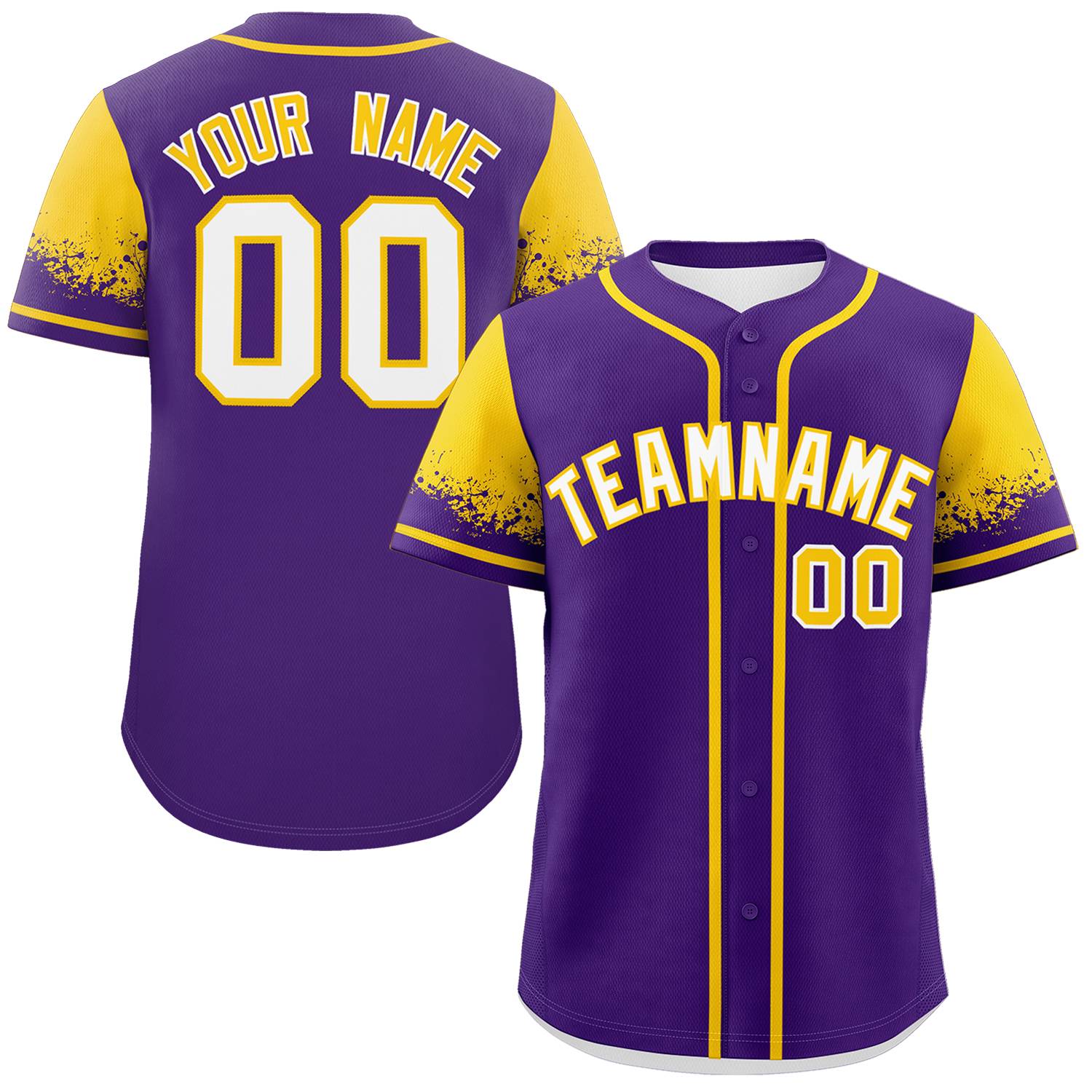 Custom Purple Gold Personalized Raglan Sleeves Design Authentic Baseball Jersey