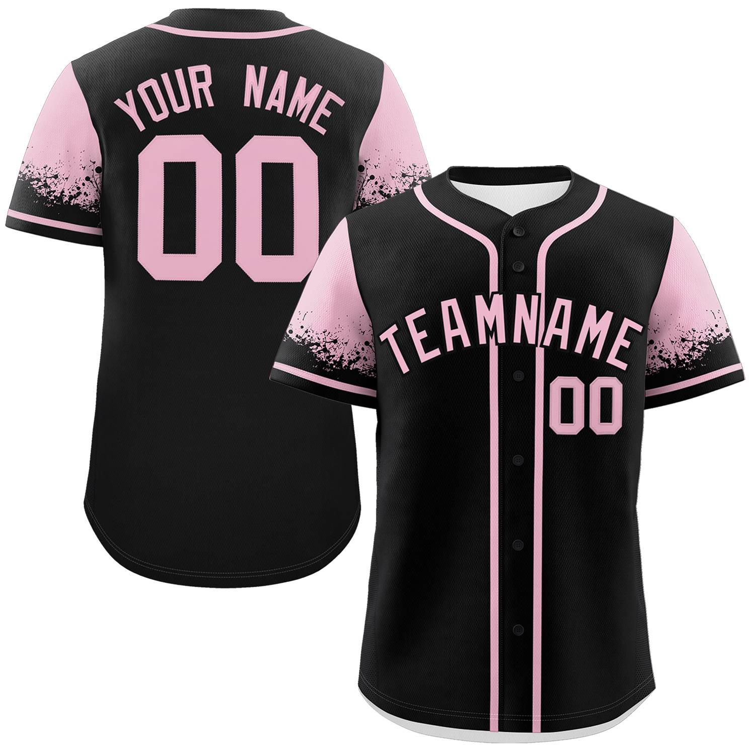 Custom Black Light Pink Personalized Raglan Sleeves Design Authentic Baseball Jersey