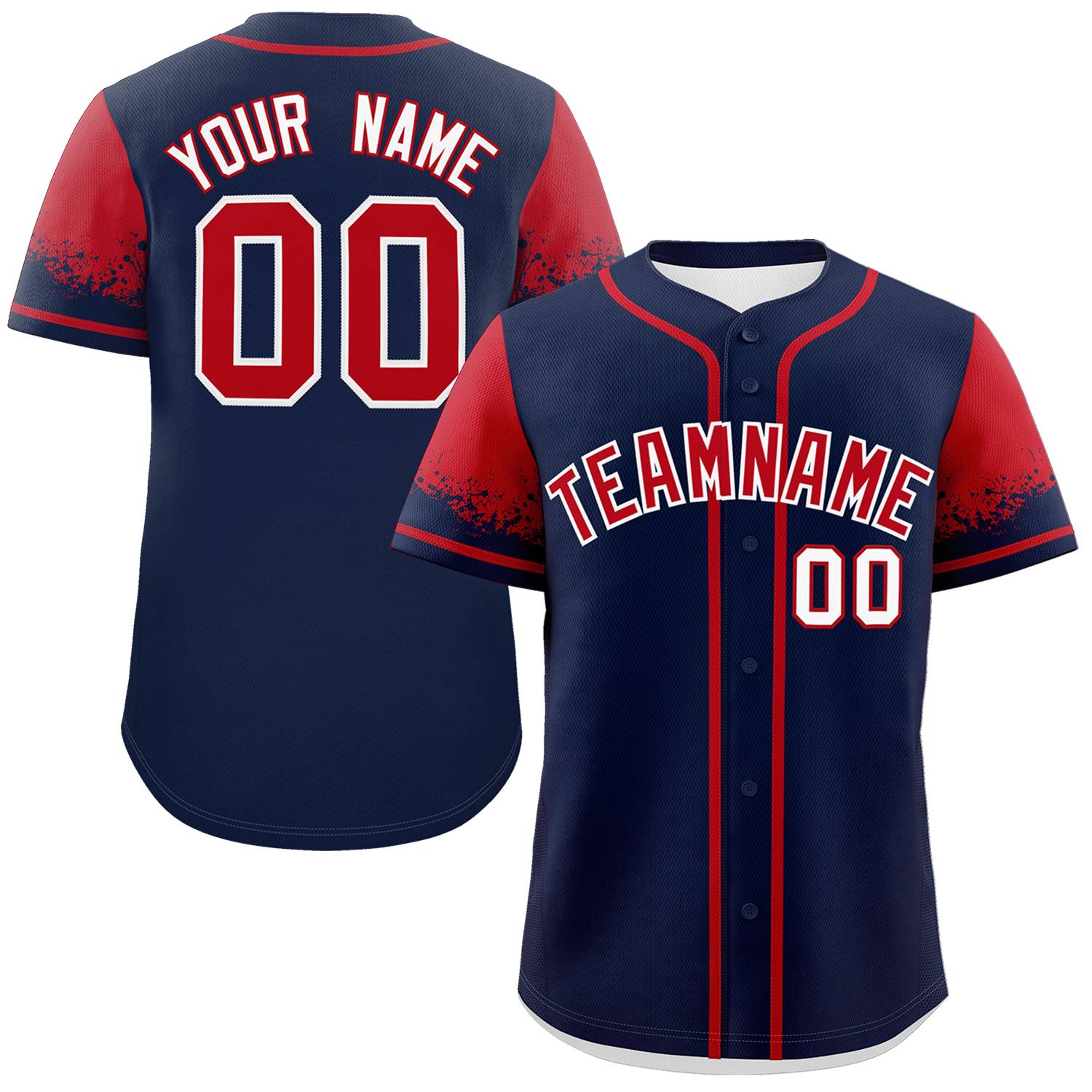 Custom Navy Red Personalized Raglan Sleeves Design Authentic Baseball Jersey