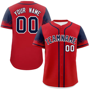 Custom Red Navy Personalized Raglan Sleeves Design Authentic Baseball Jersey