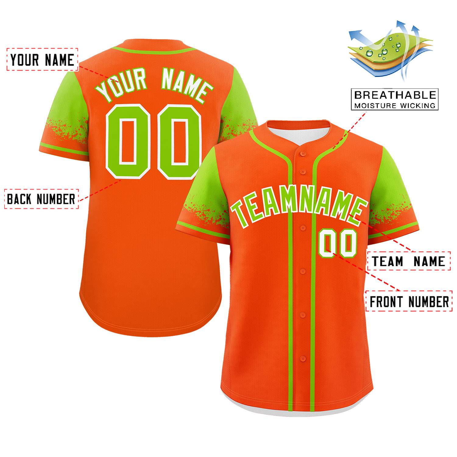 Custom Orange Neon Green Personalized Raglan Sleeves Design Authentic Baseball Jersey