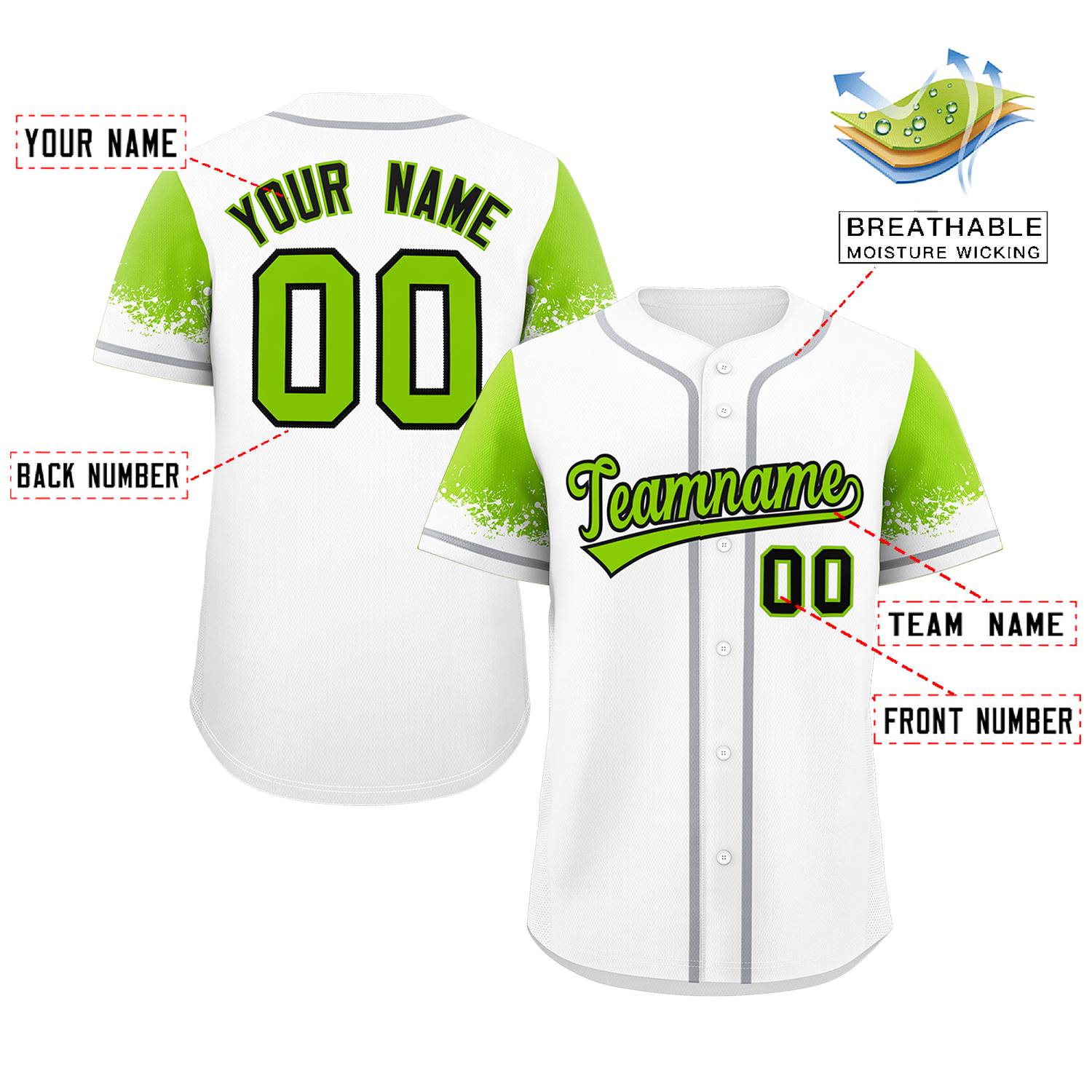 Custom White Neon Green Personalized Raglan Sleeves Design Authentic Baseball Jersey