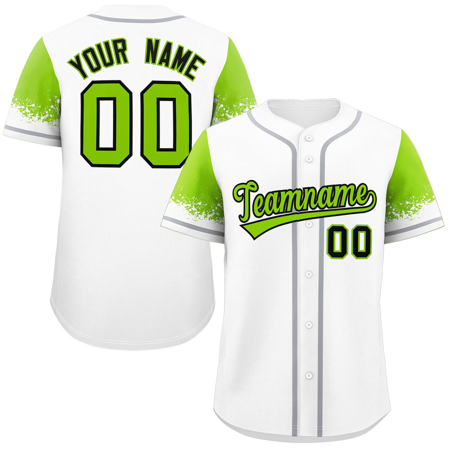 Custom White Neon Green Personalized Raglan Sleeves Design Authentic Baseball Jersey