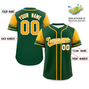 Custom Green Yellow Personalized Raglan Sleeves Design Authentic Baseball Jersey