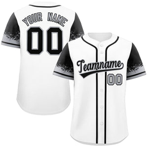 Custom White Black Personalized Raglan Sleeves Design Authentic Baseball Jersey