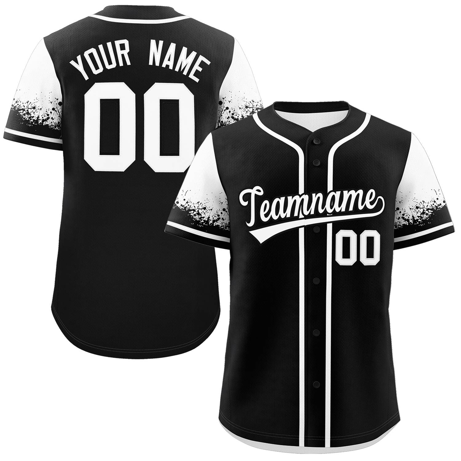 Custom Black White Personalized Raglan Sleeves Design Authentic Baseball Jersey