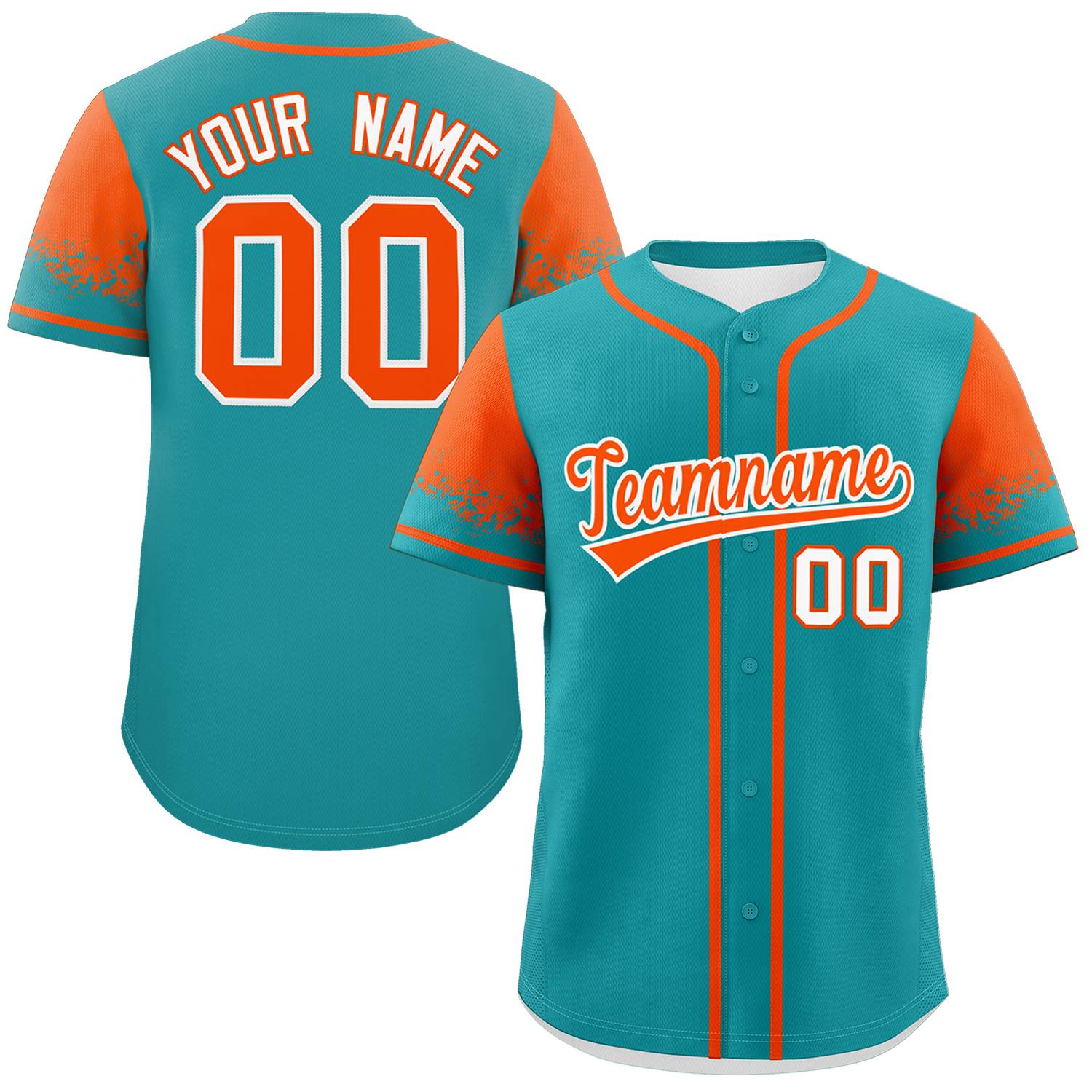 Custom Aqua Orange Personalized Raglan Sleeves Design Authentic Baseball Jersey