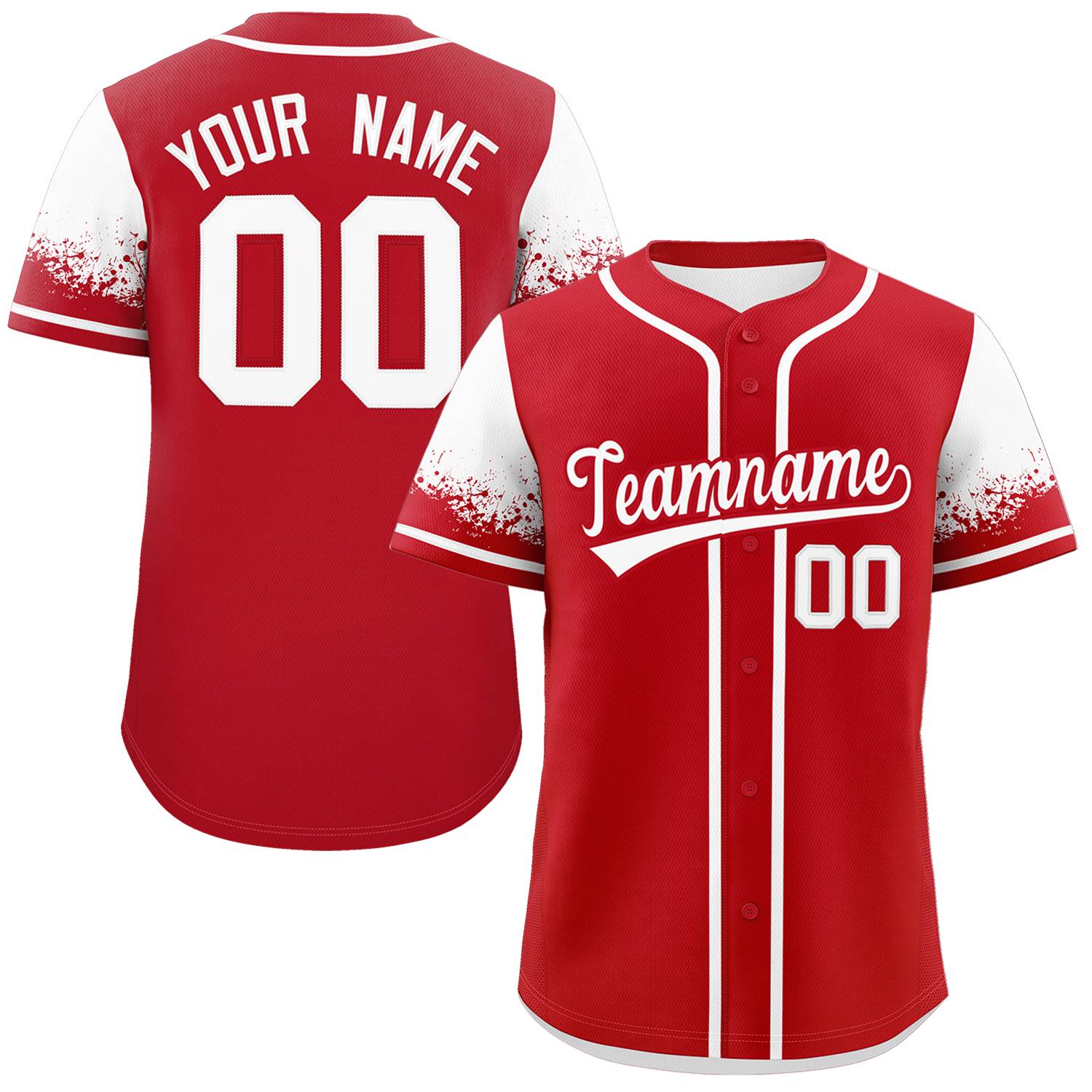 Custom Red White Personalized Raglan Sleeves Design Authentic Baseball Jersey