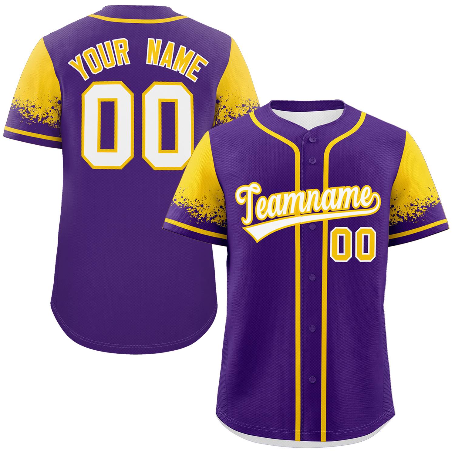 Custom Purple Gold Personalized Raglan Sleeves Design Authentic Baseball Jersey