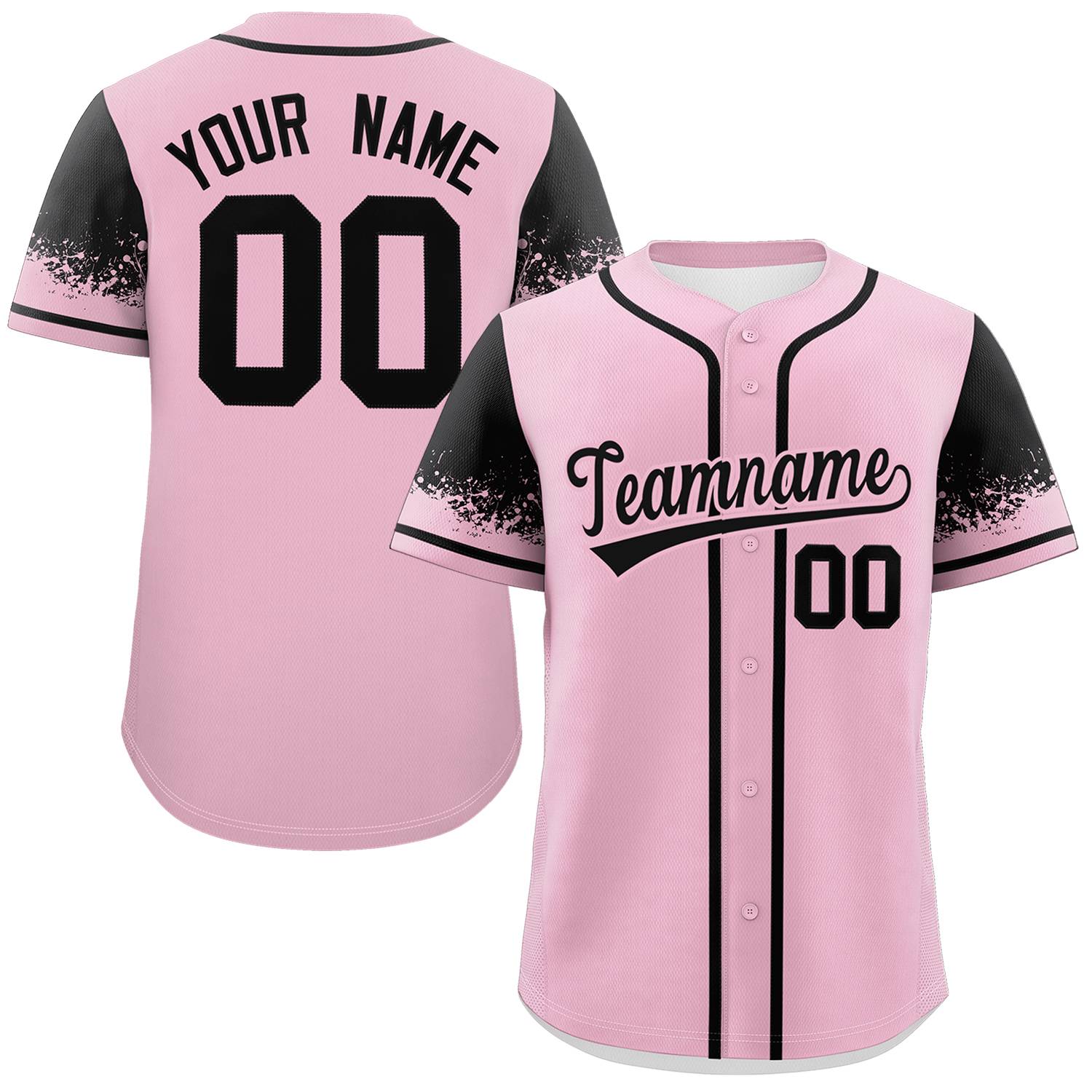 Custom Light Pink Black Personalized Raglan Sleeves Design Authentic Baseball Jersey