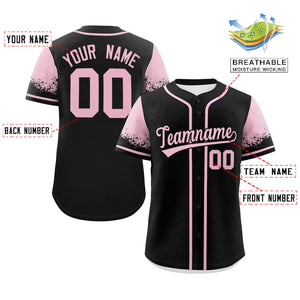 Custom Black Light Pink Personalized Raglan Sleeves Design Authentic Baseball Jersey