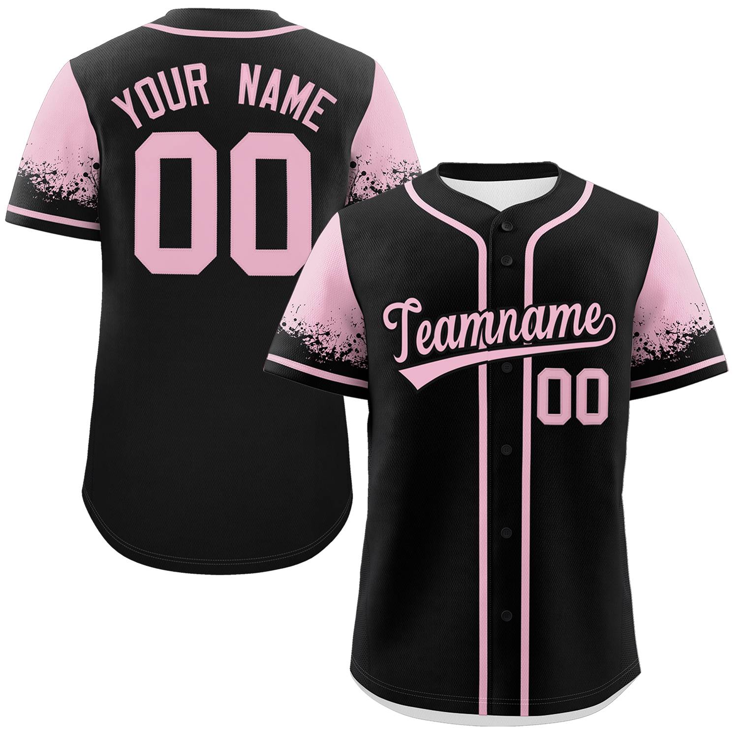 Custom Black Light Pink Personalized Raglan Sleeves Design Authentic Baseball Jersey