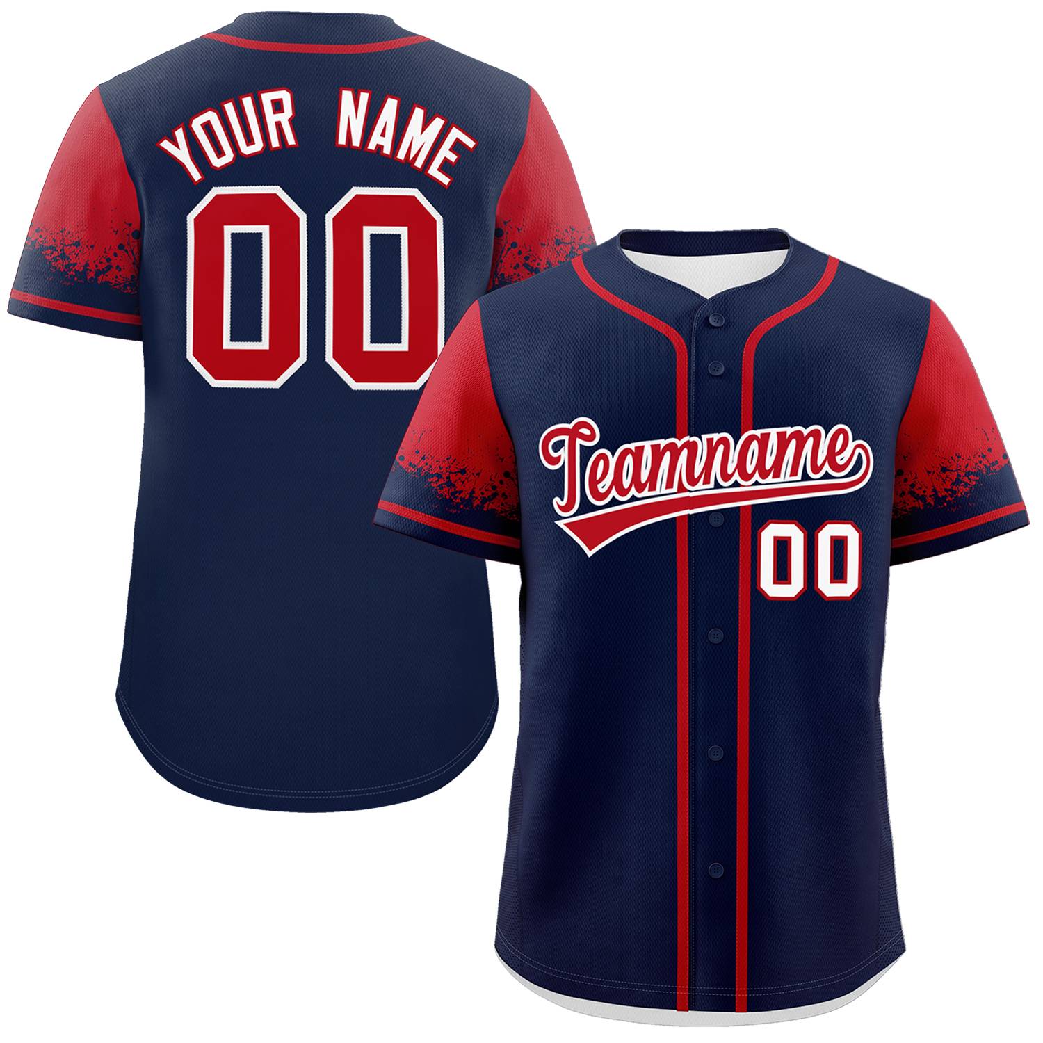 Custom Navy Red Personalized Raglan Sleeves Design Authentic Baseball Jersey