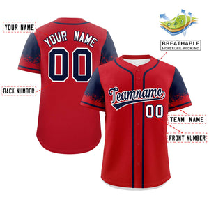 Custom Red Navy Personalized Raglan Sleeves Design Authentic Baseball Jersey