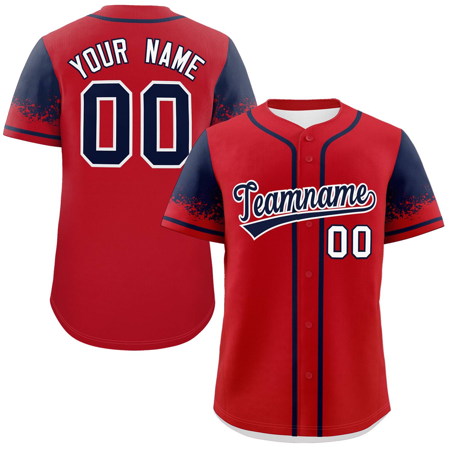 Custom Red Navy Personalized Raglan Sleeves Design Authentic Baseball Jersey