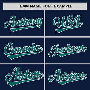 Custom Navy Aqua Personalized Raglan Sleeves Design Authentic Baseball Jersey