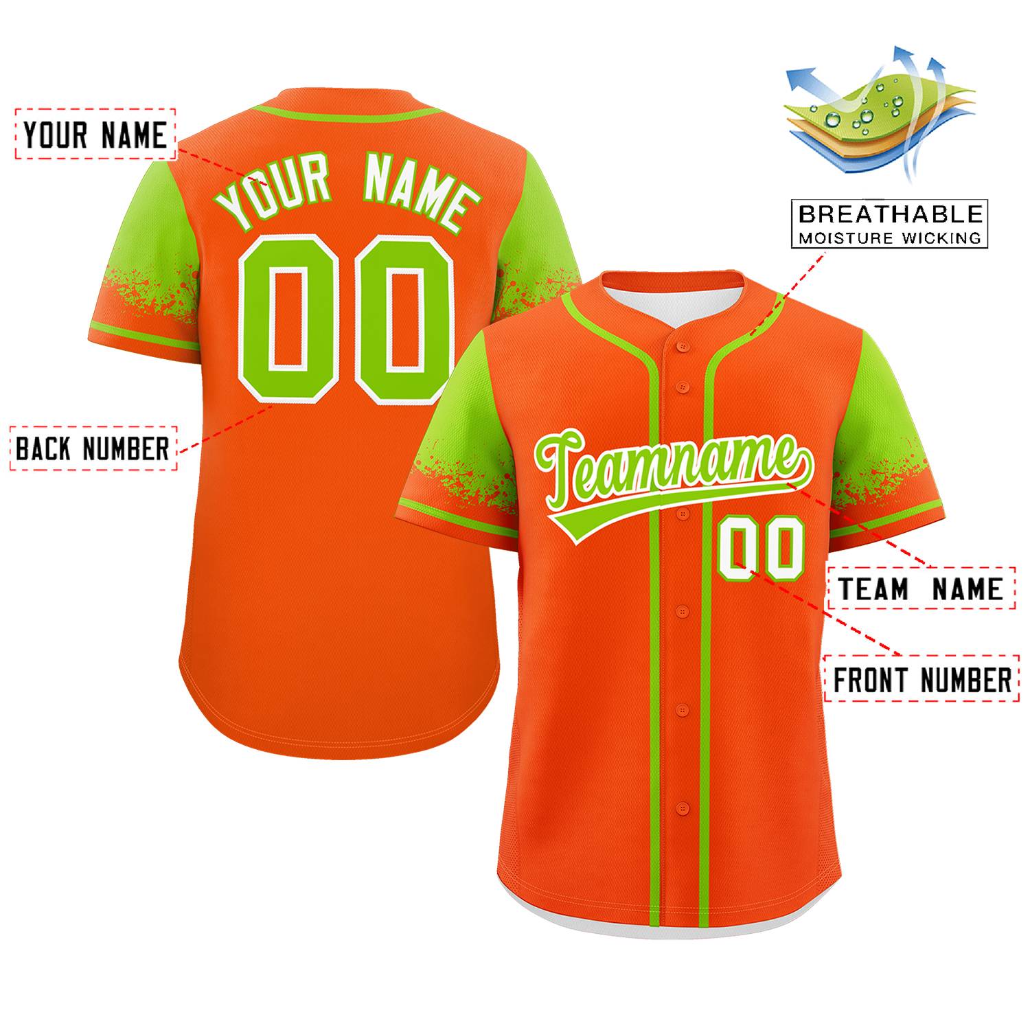 Custom Orange Neon Green Personalized Raglan Sleeves Design Authentic Baseball Jersey