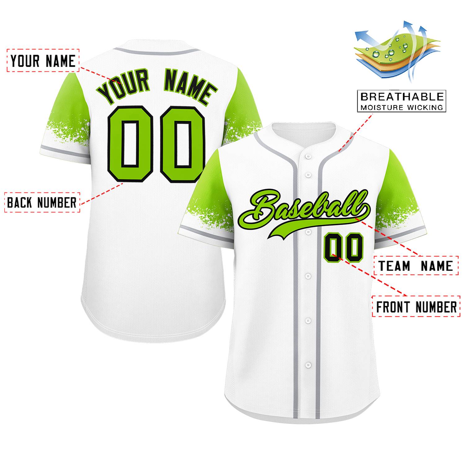 Custom White Neon Green Personalized Raglan Sleeves Design Authentic Baseball Jersey