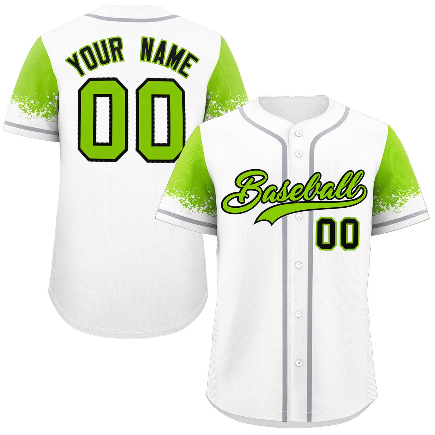 Custom White Neon Green Personalized Raglan Sleeves Design Authentic Baseball Jersey